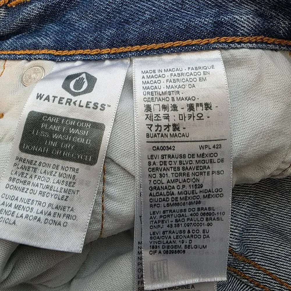 Levi's 501 Jeans Womens 27x26 Distressed Crop Button Fly Straight Leg Blue - Picture 10 of 16